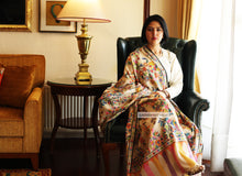 Load image into Gallery viewer, Hand Made Kani Shawl Off White With Floral Design - the ladakh art palace