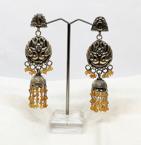 Sterling silver peacock earring danglers - the ladakh art palace