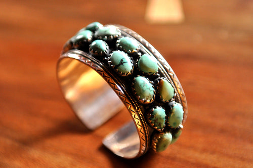 Turquoise and silver bangle. - the ladakh art palace