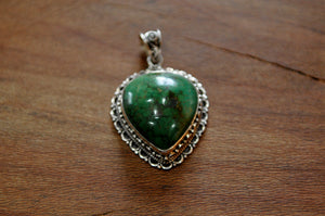 Turquoise and Sterling silver pendant - the ladakh art palace