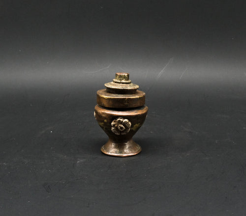 Old Vintage Copper Inkpot with Flower - the ladakh art palace