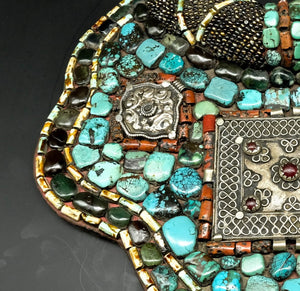 Old Pearls Turquoise and Silver Neck Piece Skeypuk From Ladakh - the ladakh art palace