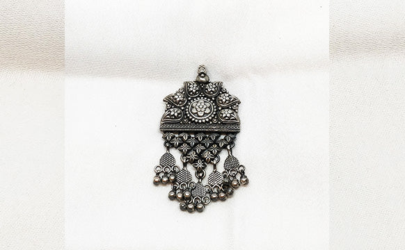 Pure Silver Pendant Antique Oxidized - the ladakh art palace