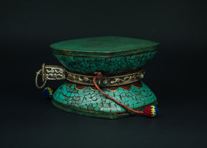 Turquoise and Silver Drum or Dumru - the ladakh art palace